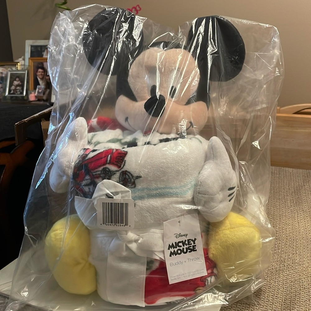 Mickey Mouse Pillow Buddy and Throw Blanket The Big One Brand New